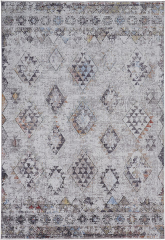 2' X 3' Blue and Gray Geometric Area Rug