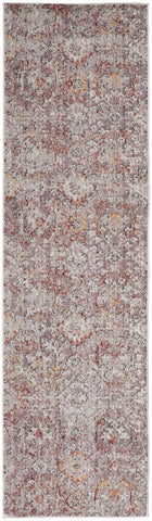8' Pink And Ivory Abstract Runner Rug