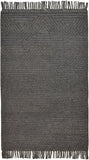 5' X 8' Gray Wool Geometric Hand Woven Area Rug With Fringe