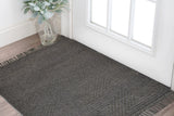 2' X 3' Gray Wool Geometric Hand Woven Area Rug With Fringe