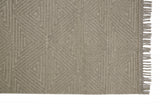 5' X 8' Tan And Ivory Wool Geometric Hand Woven Area Rug With Fringe