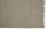 2' X 3' Tan And Ivory Wool Geometric Hand Woven Area Rug With Fringe