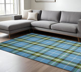 8' X 10' Blue and Green Abstract Hand Woven Area Rug