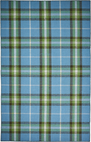 8' X 10' Blue and Green Abstract Hand Woven Area Rug