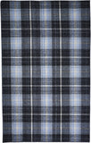 5' X 8' Black and Blue Abstract Hand Woven Area Rug