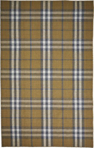 8' X 10' Blue and White Abstract Hand Woven Area Rug
