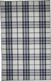 5' X 8' Ivory Blue And Black Abstract Hand Woven Stain Resistant Area Rug