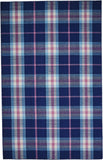 5' X 8' Blue Pink And White Abstract Hand Woven Stain Resistant Area Rug