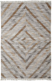 4' X 6' Gray and Ivory Geometric Hand Woven Area Rug With Fringe
