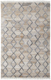 5' X 8' Gray and Ivory Geometric Hand Woven Area Rug With Fringe
