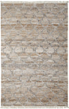 2' X 3' Tan Gray And Ivory Geometric Hand Woven Stain Resistant Area Rug With Fringe