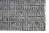 5' X 8' Gray And Black Geometric Hand Woven Area Rug With Fringe