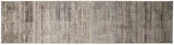 8' Ivory Gray And Black Abstract Distressed Runner Rug With Fringe