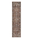 10' Red and Ivory Abstract Distressed Runner Rug