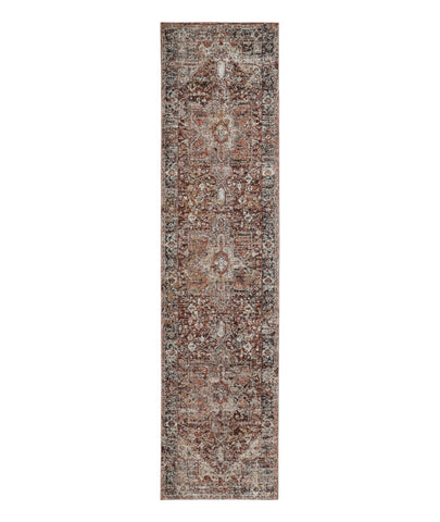 10' Red and Ivory Abstract Distressed Runner Rug