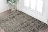 2' X 3' Gray And Ivory Oriental Distressed Area Rug With Fringe