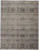 4' X 6' Gray And Ivory Oriental Distressed Area Rug With Fringe
