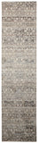 10' Gray and Ivory Oriental Power Loom Distressed Runner Rug With Fringe