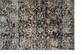 2' X 3' Gray Black And Red Oriental Distressed Area Rug With Fringe