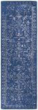 8' Blue and Silver Wool Floral Hand Tufted Distressed Runner Rug