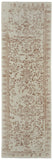 8' Pink and Ivory Wool Floral Hand Tufted Distressed Runner Rug