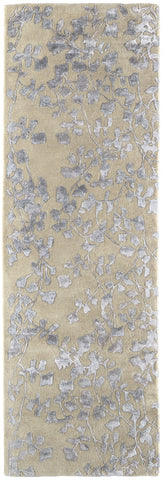 8' Tan and Gray Wool Floral Hand Tufted Runner Rug