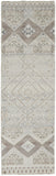 10' Gray and Ivory Geometric Hand Knotted Runner Rug With Fringe