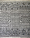 4' X 6' Gray and Ivory Geometric Hand Knotted Area Rug