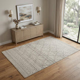 4' X 6' Gray and Ivory Geometric Hand Knotted Area Rug