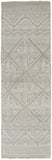 10' Gray and Ivory Geometric Hand Knotted Runner Rug With Fringe