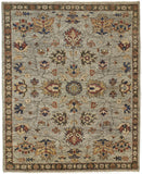 2' X 3' Gray And Ivory Wool Oriental Hand Knotted Area Rug With Fringe