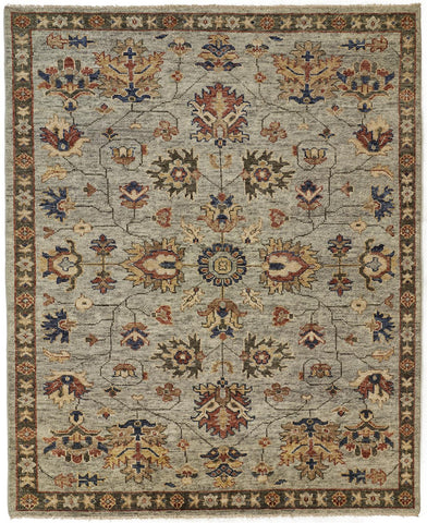 2' X 3' Gray And Ivory Wool Oriental Hand Knotted Area Rug With Fringe