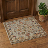 2' X 3' Gray And Ivory Wool Oriental Hand Knotted Area Rug With Fringe