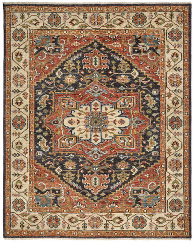 2' X 3' Red and Black Wool Floral Hand Knotted Area Rug