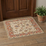 2' X 3' Red and Ivory Wool Floral Hand Knotted Area Rug