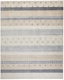 2' X 3' Ivory Tan And Gray Wool Striped Hand Knotted Stain Resistant Area Rug