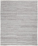 2' X 3' Ivory And Gray Striped Shag Hand Woven Area Rug