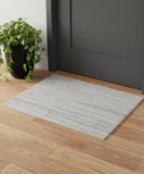 2' X 3' Ivory And Gray Striped Shag Hand Woven Area Rug