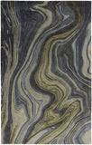 2' X 3' Blue and Green Abstract Hand Tufted Area Rug