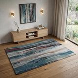 4' X 6' Blue and Orange Wool Abstract Hand Tufted Area Rug