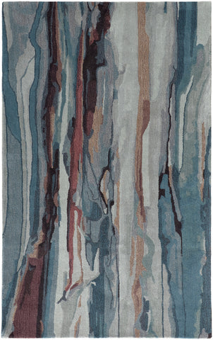 4' X 6' Blue and Orange Wool Abstract Hand Tufted Area Rug