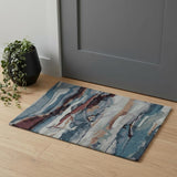 2' X 3' Blue and Orange Wool Abstract Hand Tufted Area Rug