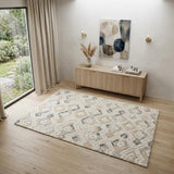 4' X 6' Ivory Gray And Black Wool Geometric Hand Tufted Area Rug