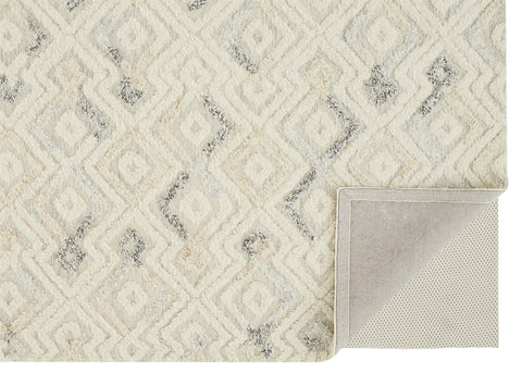 4' X 6' Ivory Gray And Black Wool Geometric Hand Tufted Area Rug