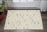 2' X 3' Ivory Gray And Black Wool Geometric Hand Tufted Area Rug