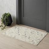 2' X 3' Ivory Gray And Black Wool Geometric Hand Tufted Area Rug