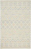 2' X 3' Ivory Blue And Tan Wool Geometric Tufted Handmade Stain Resistant Area Rug