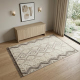 4' X 6' Ivory Taupe And Gray Wool Geometric Tufted Handmade Stain Resistant Area Rug