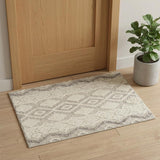 2' X 3' Ivory Taupe And Gray Wool Geometric Tufted Handmade Stain Resistant Area Rug