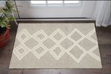 2' X 3' Gray And Ivory Wool Geometric Tufted Handmade Stain Resistant Area Rug